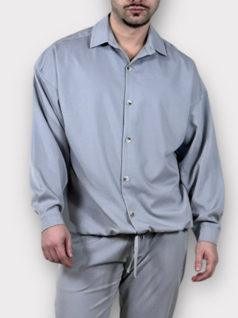 IMG 6339 Πουκάμισο Με Κορδόνι Oversize Chiaccio