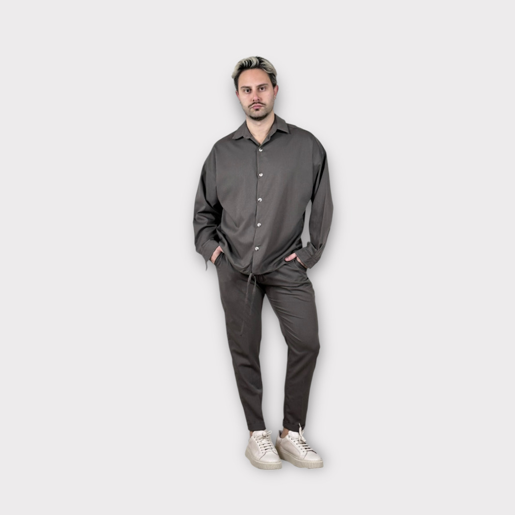 IMG 6428 Πουκάμισο Με Κορδόνι Oversize Fango