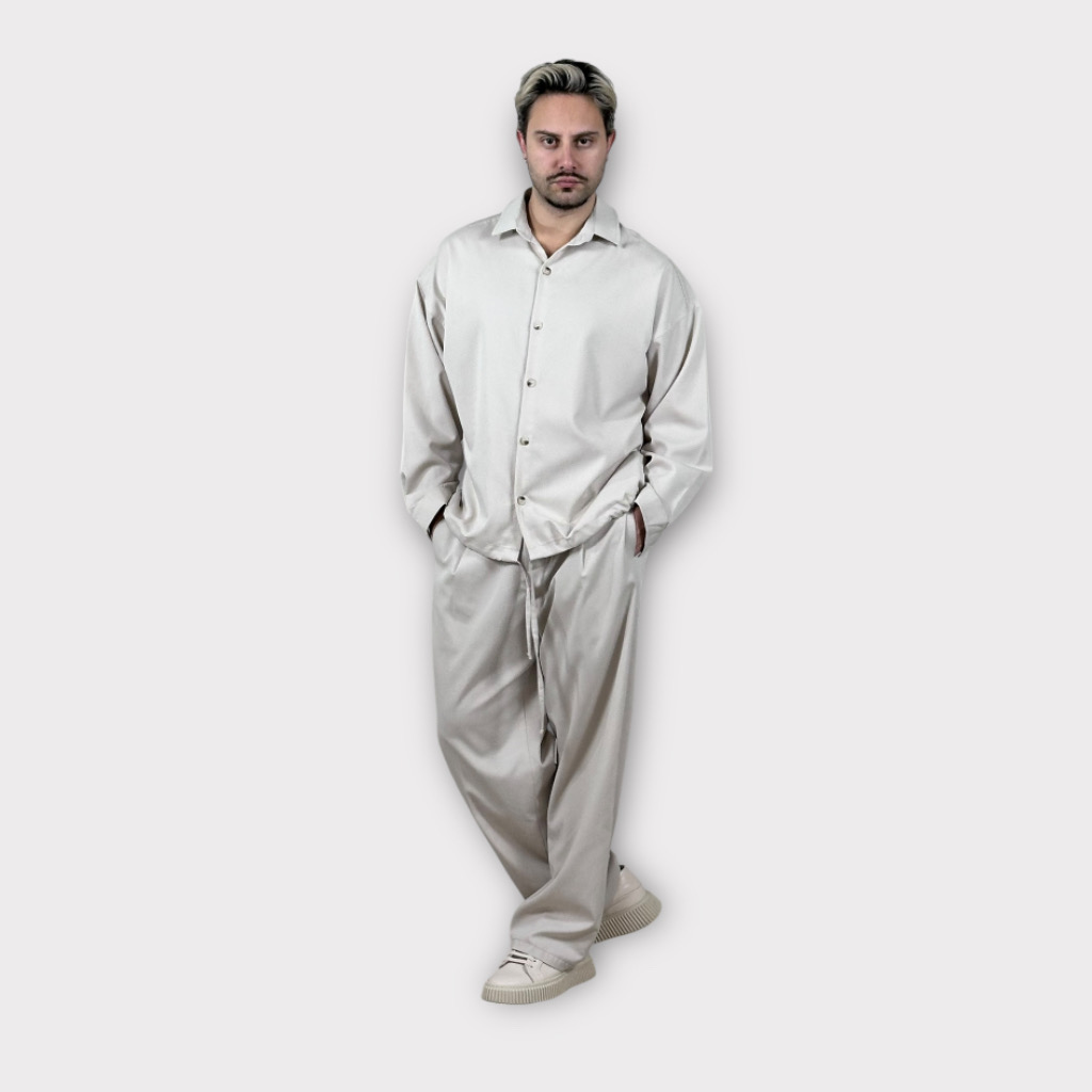 IMG 6452 Πουκάμισο Με Κορδόνι Oversize Beige