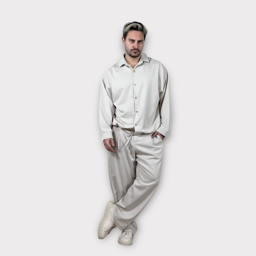 IMG 6458 Πουκάμισο Με Κορδόνι Oversize Beige