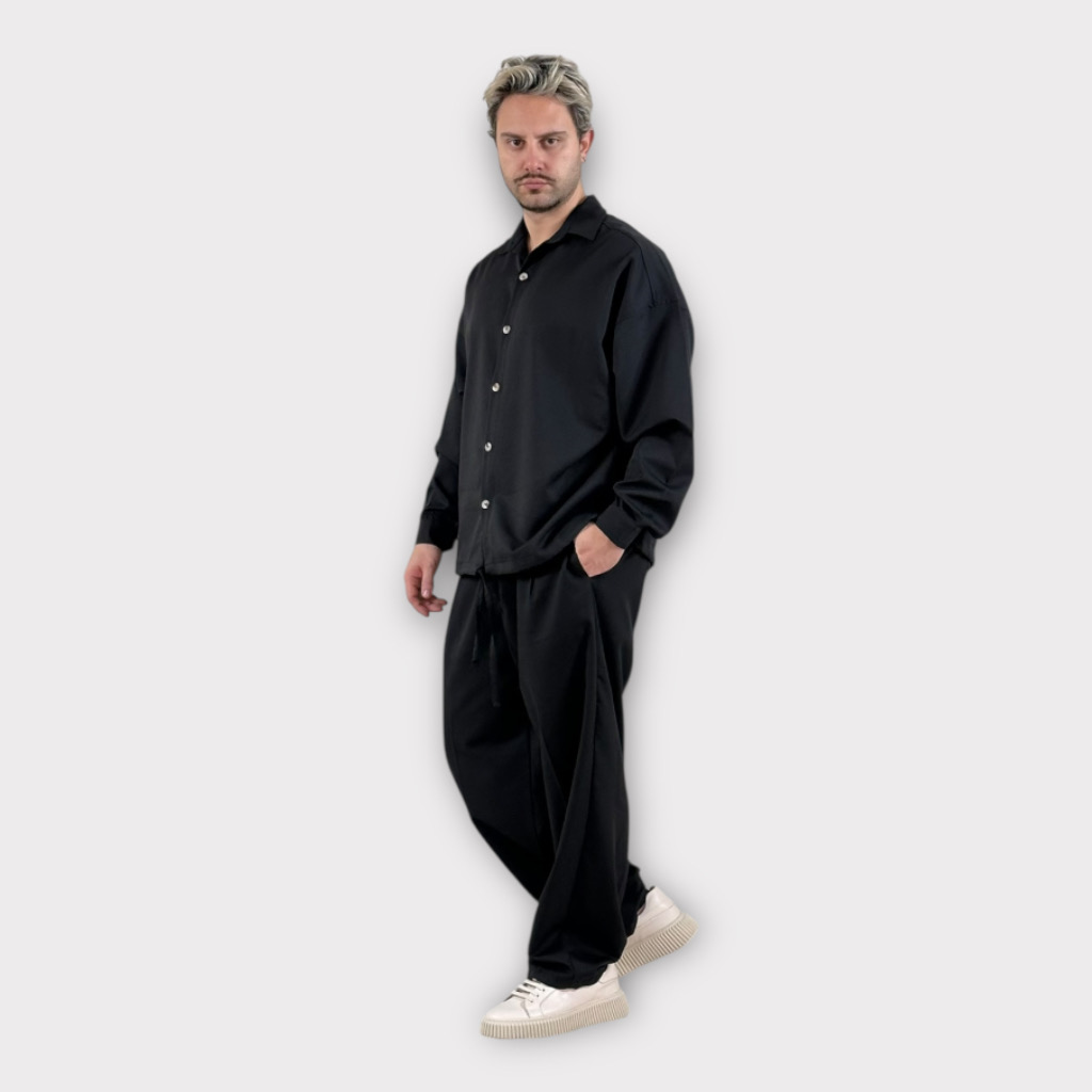 IMG 6505 Πουκάμισο Με Κορδόνι Oversize Black