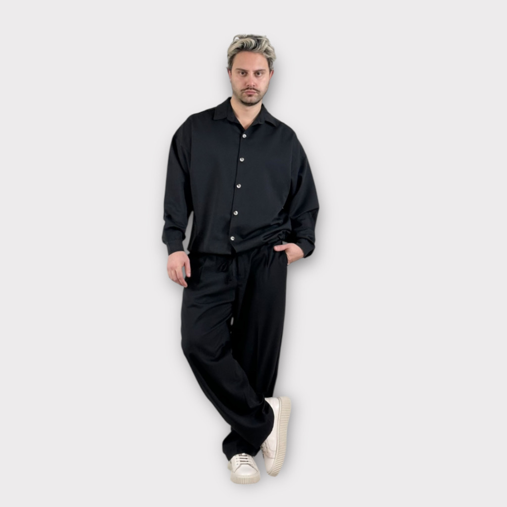IMG 6506 Πουκάμισο Με Κορδόνι Oversize Black