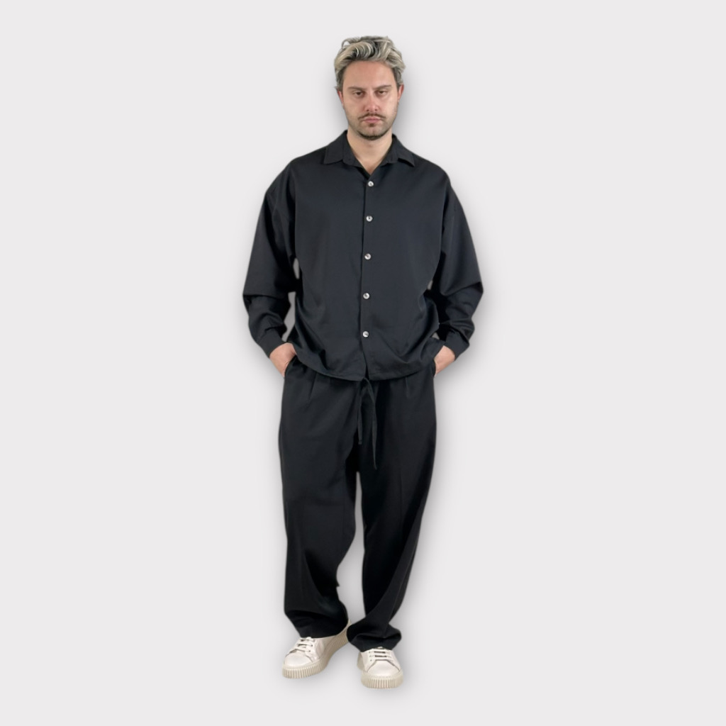 IMG 6509 Πουκάμισο Με Κορδόνι Oversize Black
