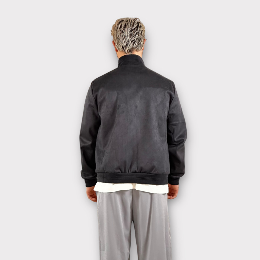 IMG 6524 Bomber Jacket Τύπου Σουέτ Blue-Black