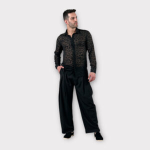 Παντελόνι Μαύρο Ριγέ Με Πιετά