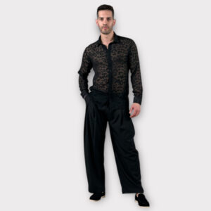 Παντελόνι Μαύρο Ριγέ Με Πιετά