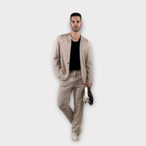 Κοστούμι Μαο Με Μονο Κουμπι Μπεζ