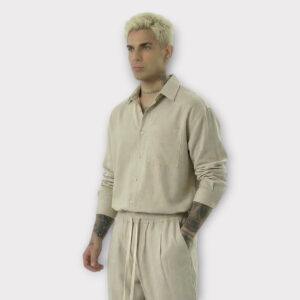 Πουκάμισο Mix Lino Comfort Fit Camel