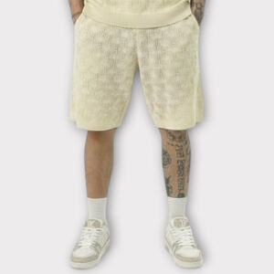 Βερμούδα Με Γεωμετρικά Νημάτινη Μπεζ