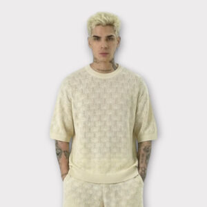 Μπλούζα Με Γεωμετρικά Νημάτινη Μπεζ