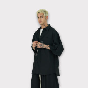 Πουκάμισο Ριγέ Μαύρο Oversized