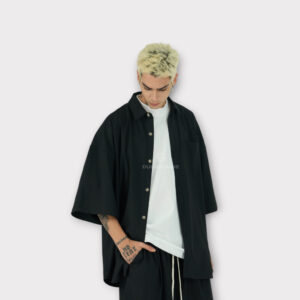 Πουκάμισο Ριγέ Μαύρο Oversized