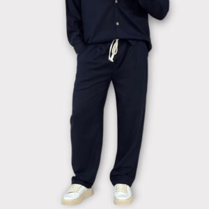 Παντελόνι Με Μεση Jogger Και Πιετες Easy Care Misto Lino Black