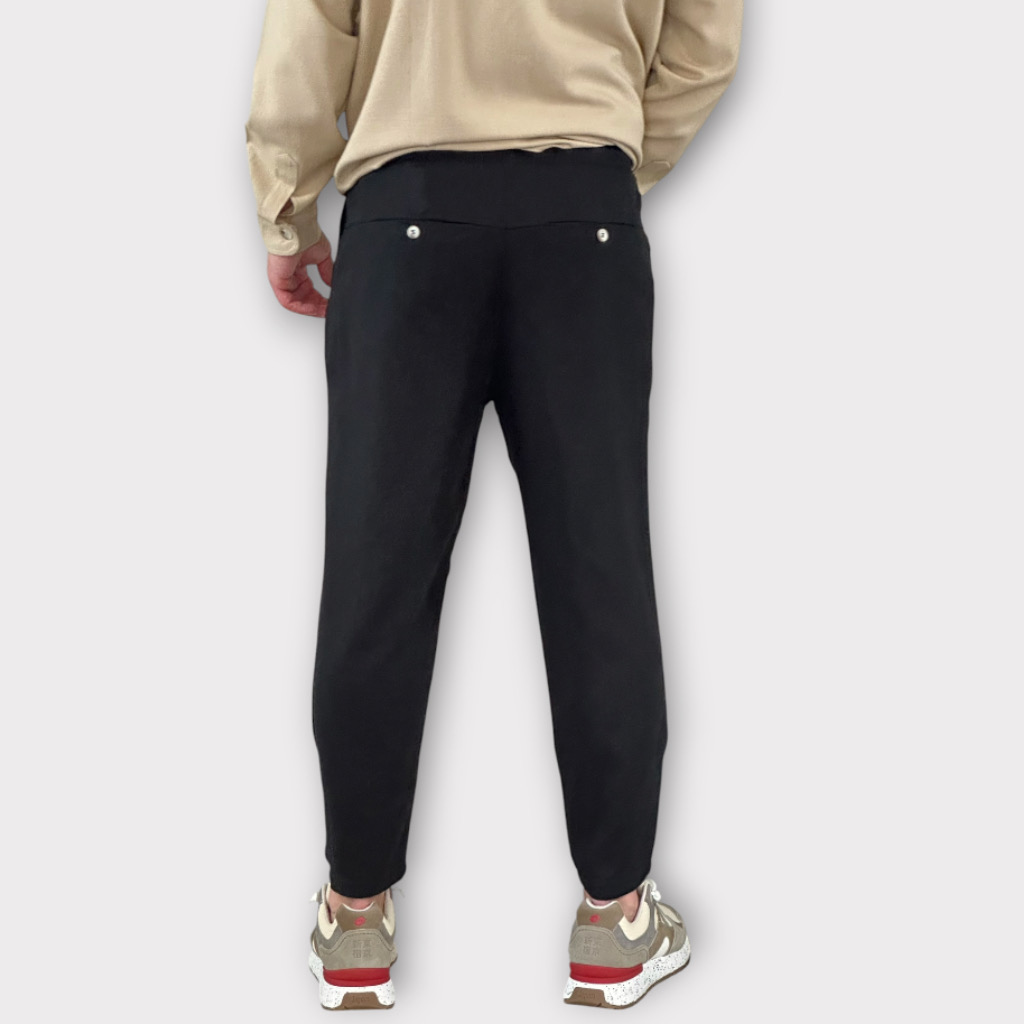 IMG 0136 Παντελόνι Με Μεση Jogger Carrot fit Misto Lino Black