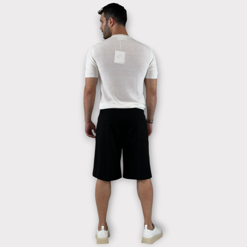 IMG 9822 Μπλούζα Νημάτινη Slim Fit Rice White