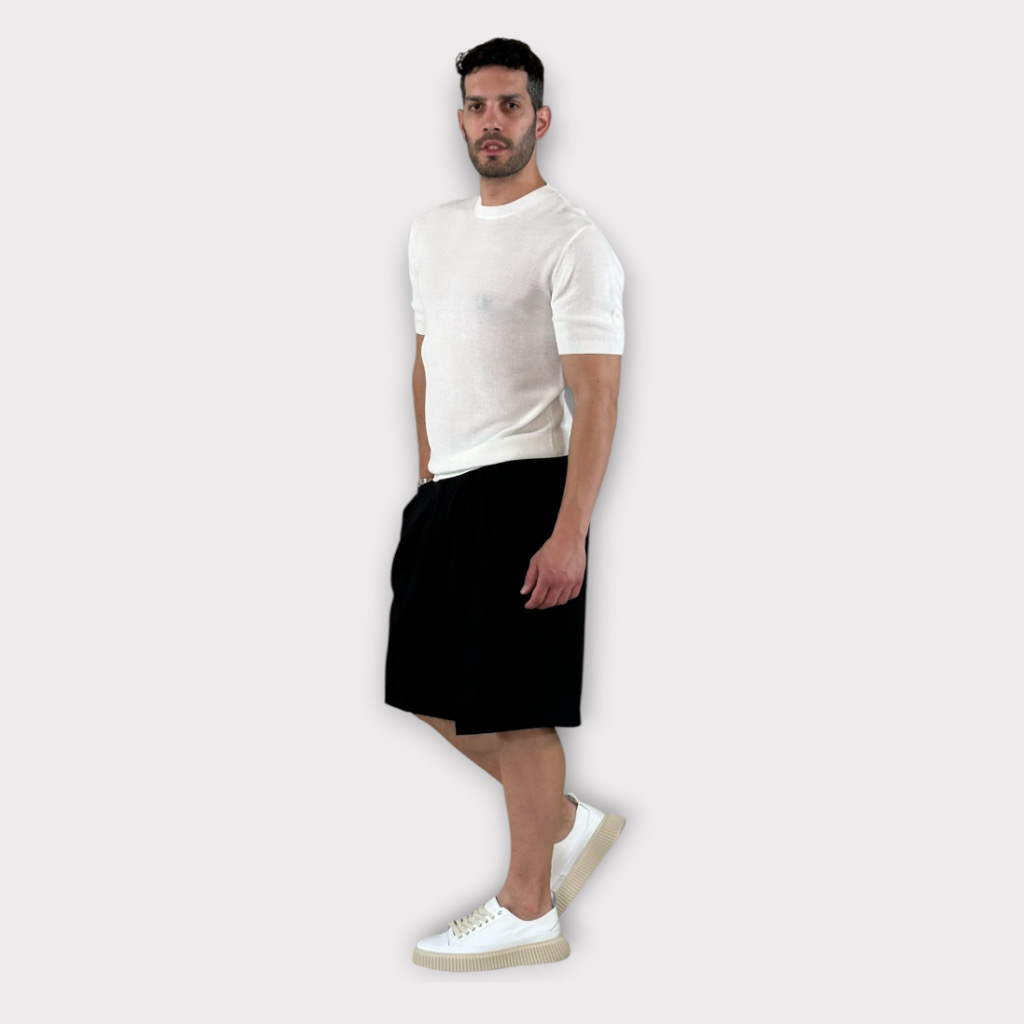 IMG 9823 Μπλούζα Νημάτινη Slim Fit Rice White