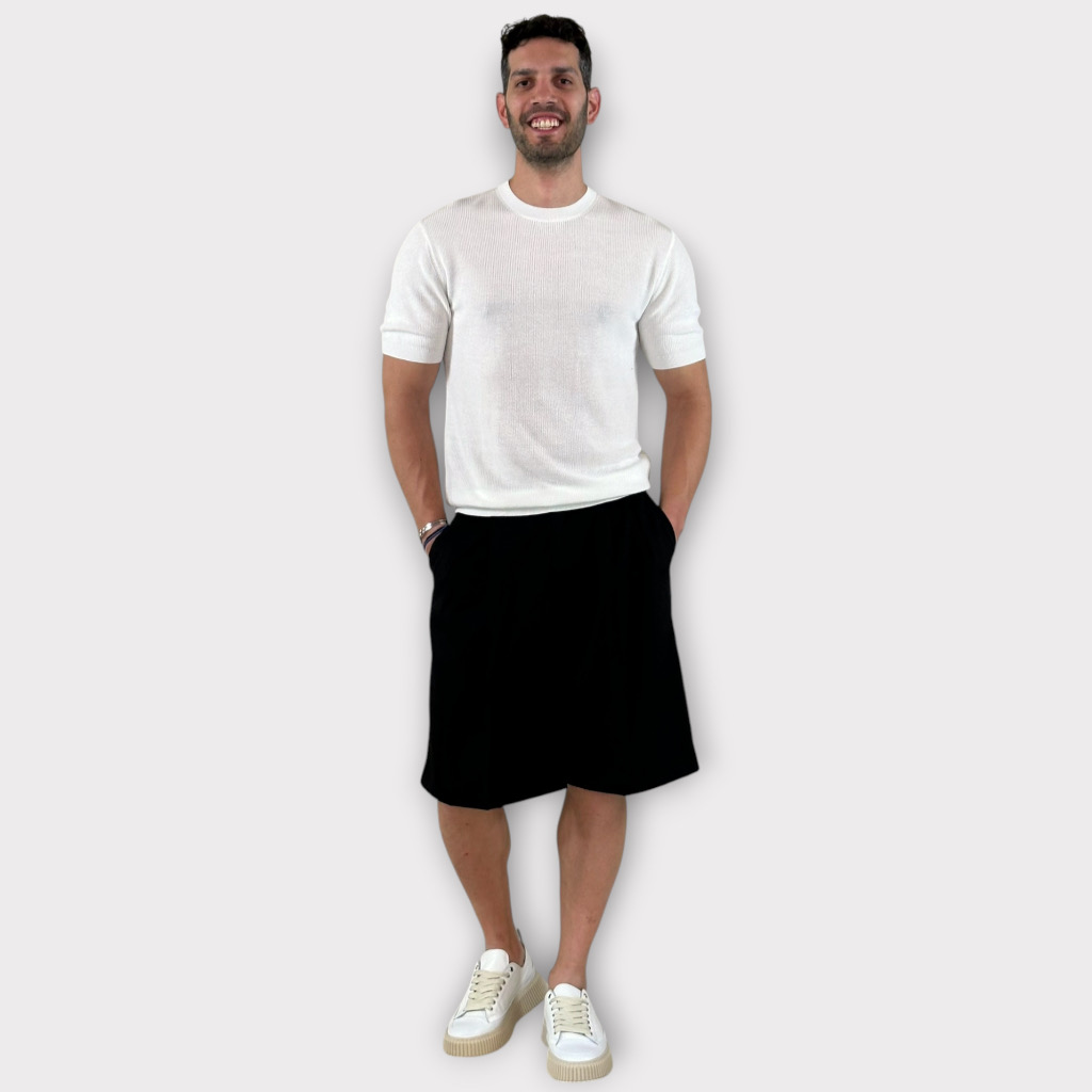 IMG 9824 Μπλούζα Νημάτινη Slim Fit Rice White