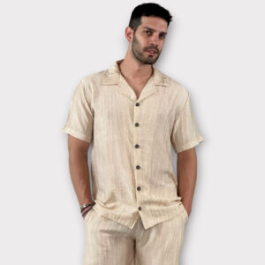 Takeshy Kurosawa Camicia Twill Pleated Beige
