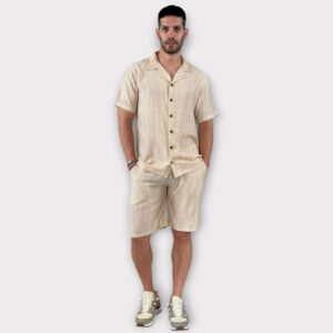 Takeshy Kurosawa Camicia Twill Pleated Beige