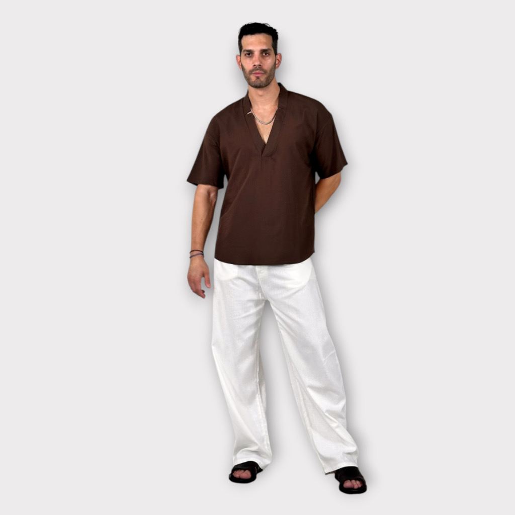 IMG 1702 Πουκαμισα V-neck Cacao