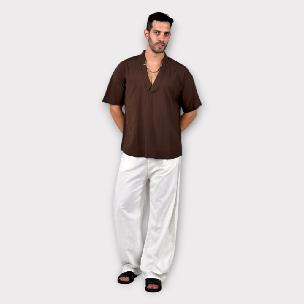 IMG 1704 Πουκαμισα V-neck Cacao