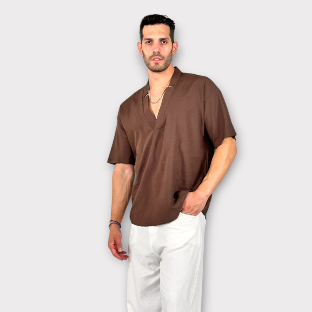 IMG 1705 Πουκαμισα V-neck Cacao