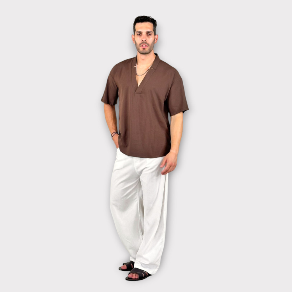 IMG 1706 Πουκαμισα V-neck Cacao