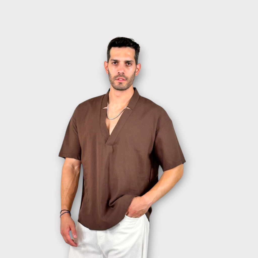 IMG 1707 Πουκαμισα V-neck Cacao