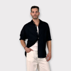 Πουκάμισο Mix Lino Oversize Blαck