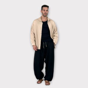 Πουκάμισο Mix Lino Oversize Beige