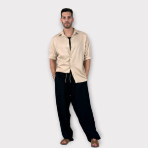Πουκάμισο Mix Lino Oversize Beige