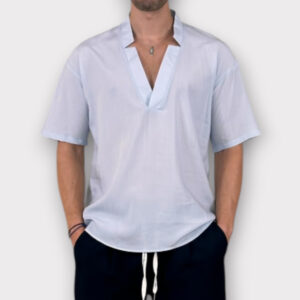 Πουκάμισο V-neck Light Blue