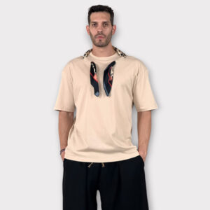 Takeshy Kurosawa T-shirt Foulard Nek Asole Beige