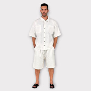 Takeshy Kurosawa Camicia 100% Lino Bianco