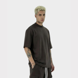 T-shirt Comfort fit Καφε Με Ψηλό Λαιμό