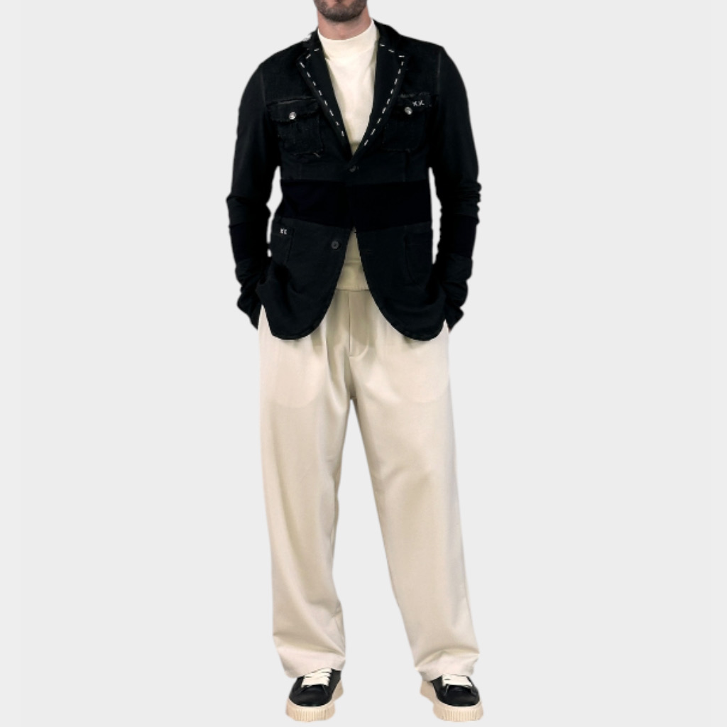 IMG 3483 ADM Σακάκι Felpa Patchwork Black
