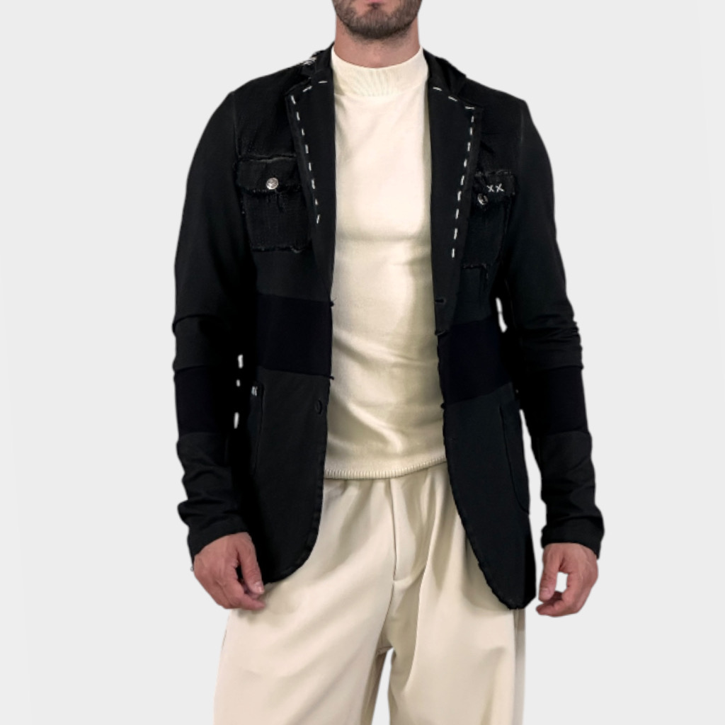 IMG 3484 ADM Σακάκι Felpa Patchwork Black