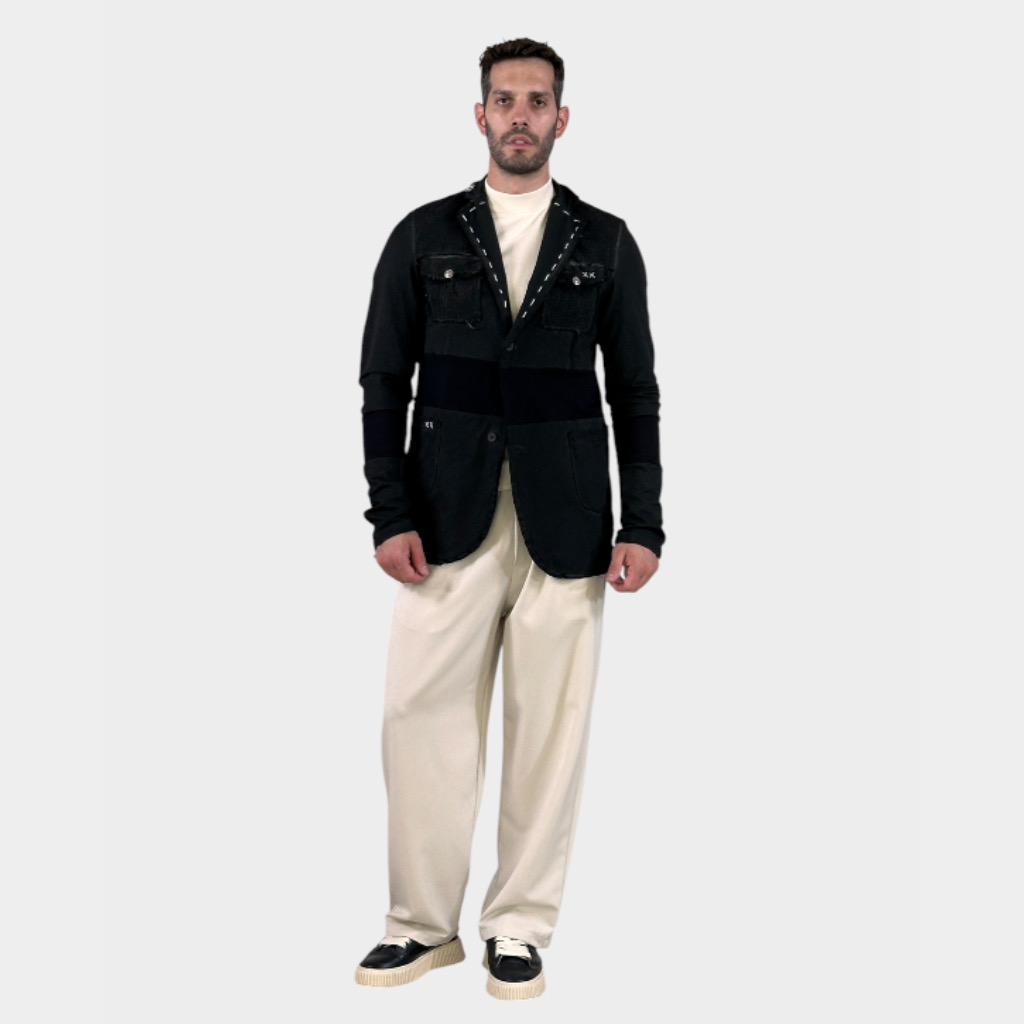 IMG 3488 ADM Σακάκι Felpa Patchwork Black
