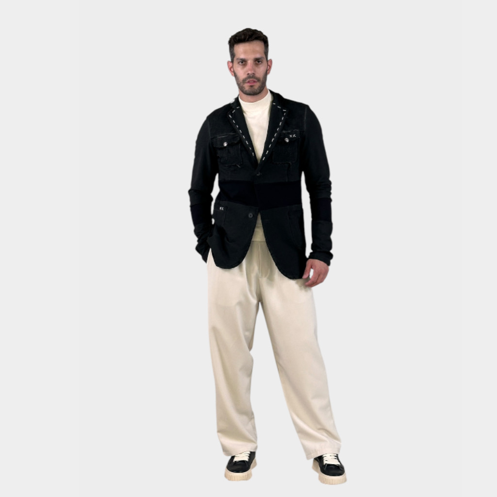 IMG 3489 ADM Σακάκι Felpa Patchwork Black