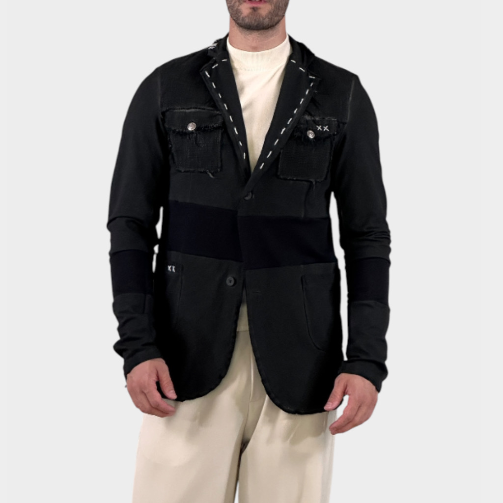 IMG 3490 ADM Σακάκι Felpa Patchwork Black
