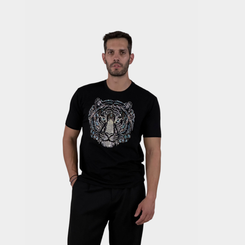 IMG 3521 Karl T-shirt Con Cristalli Blue