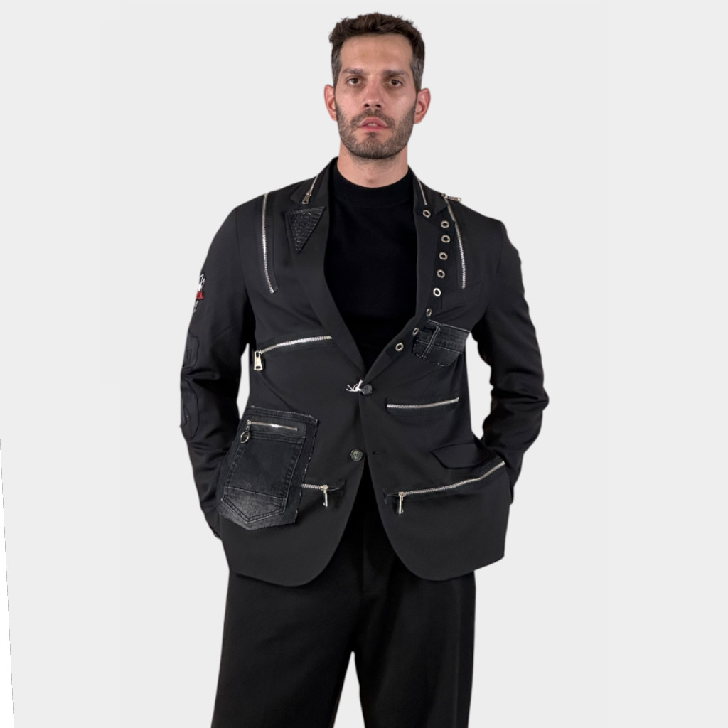 IMG 3543 ADM Σακάκι Multizip Patchwork Black