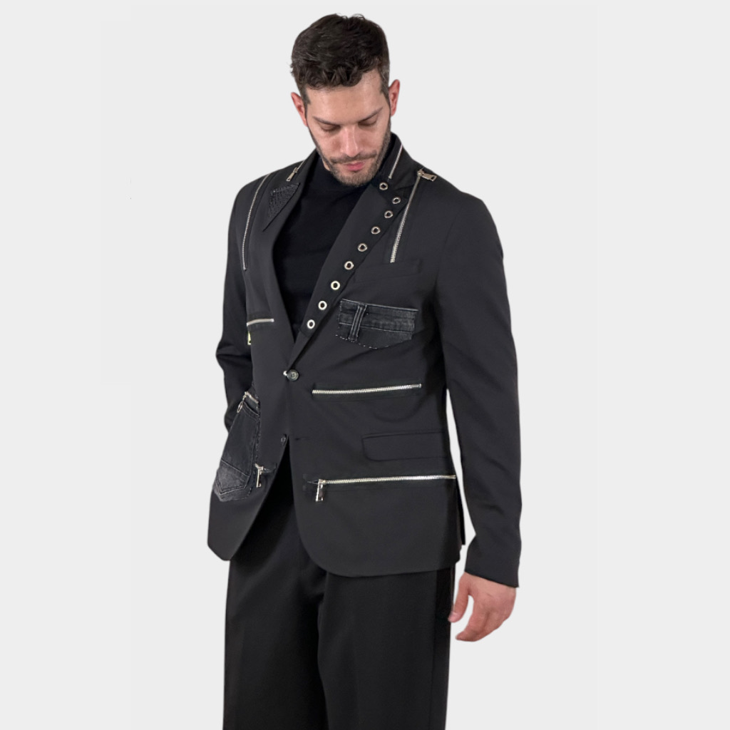 IMG 3544 ADM Σακάκι Multizip Patchwork Black