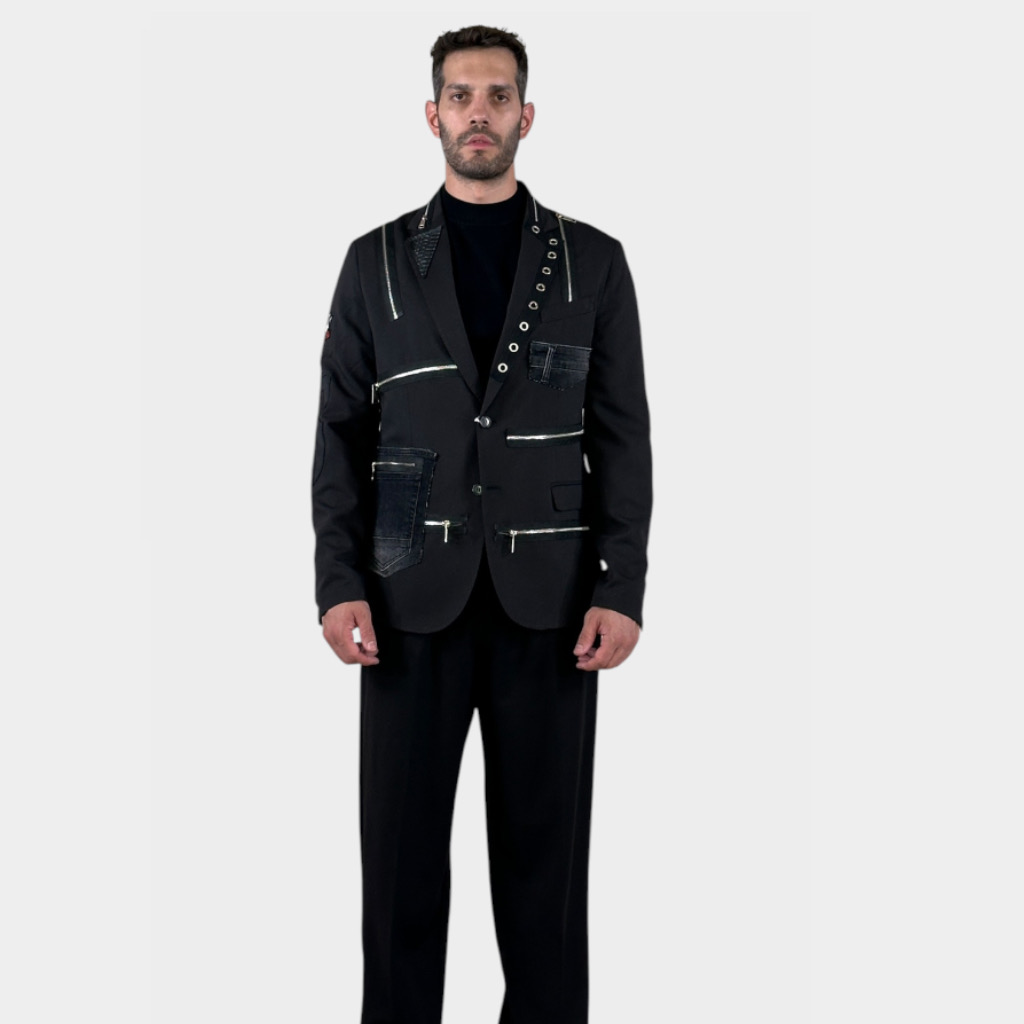 IMG 3546 ADM Σακάκι Multizip Patchwork Black