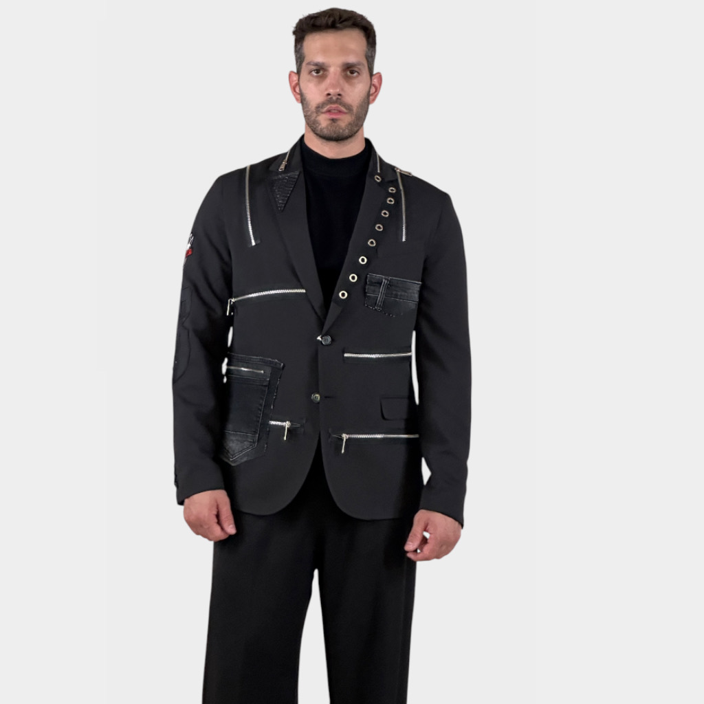 IMG 3547 ADM Σακάκι Multizip Patchwork Black