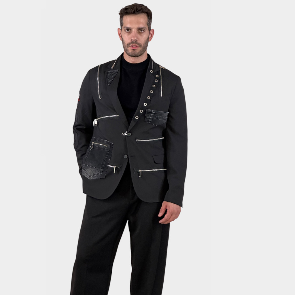 IMG 3549 ADM Σακάκι Multizip Patchwork Black