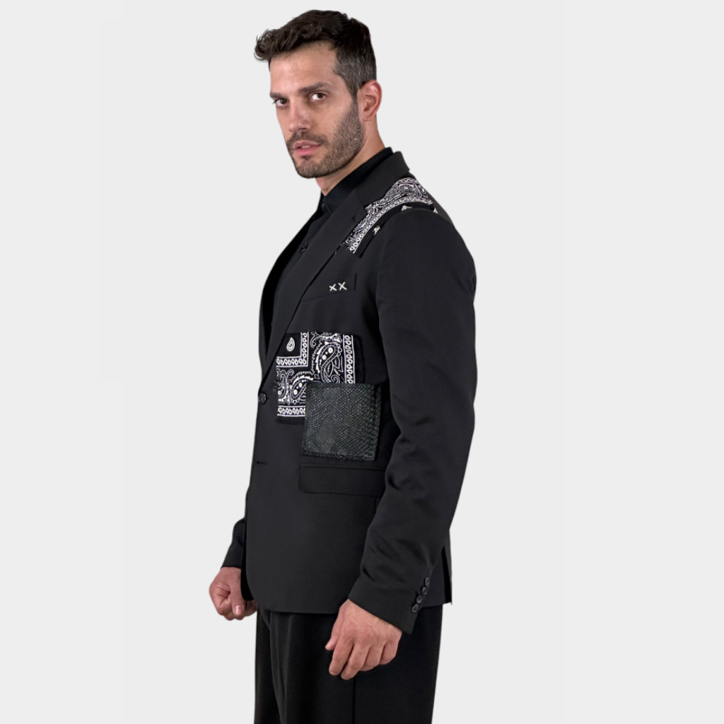 IMG 3564 ADM Σακάκι Bandana Patchwork Black