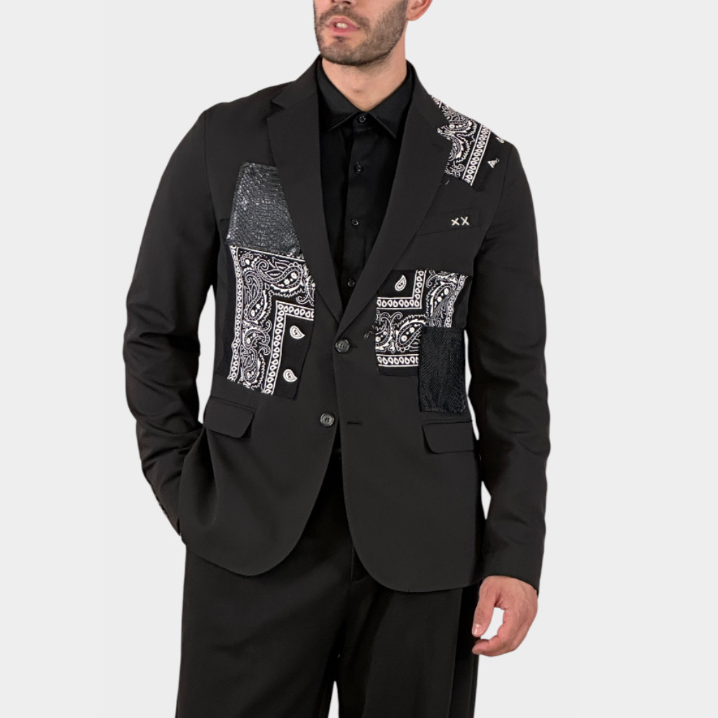 IMG 3567 ADM Σακάκι Bandana Patchwork Black
