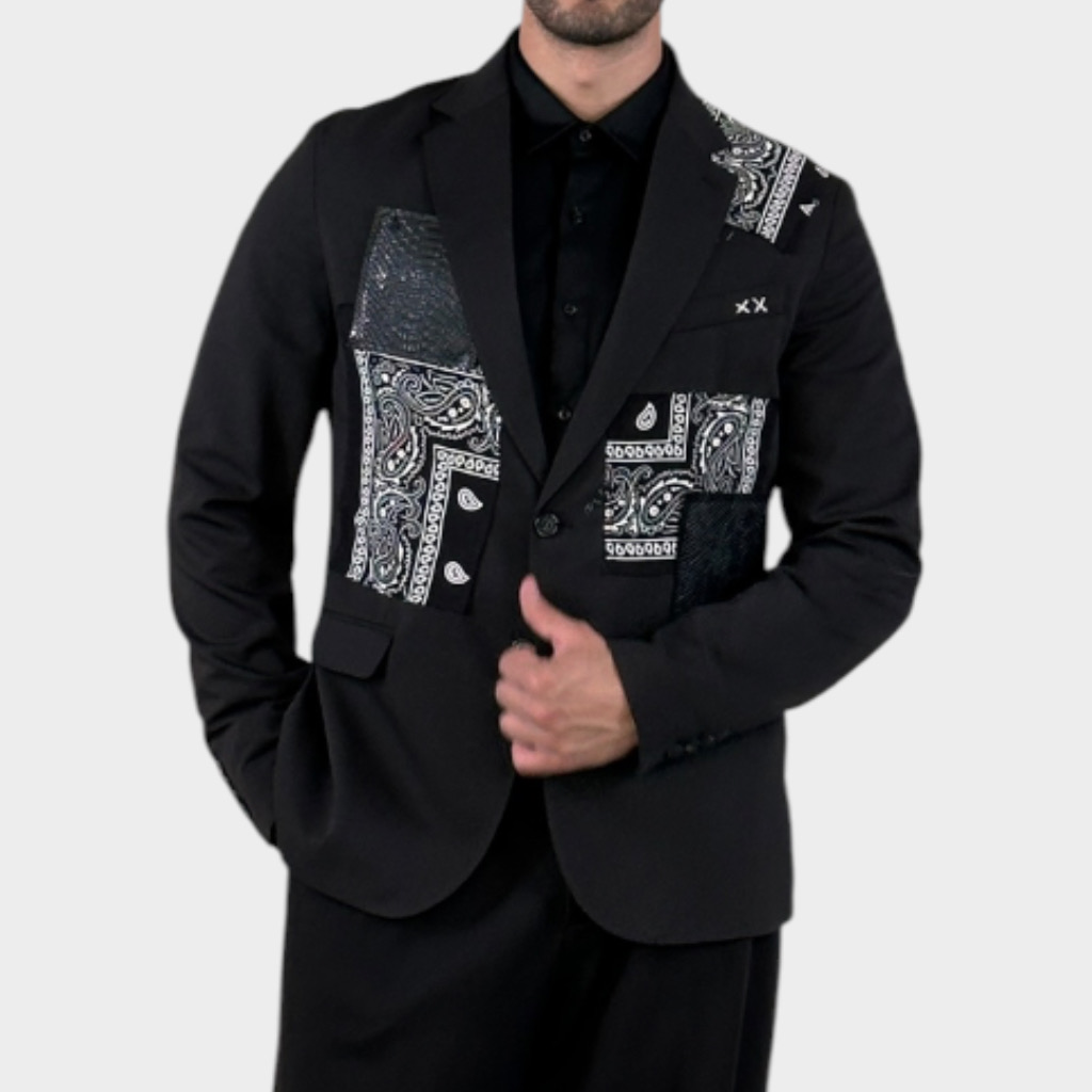 IMG 3568 ADM Σακάκι Bandana Patchwork Black