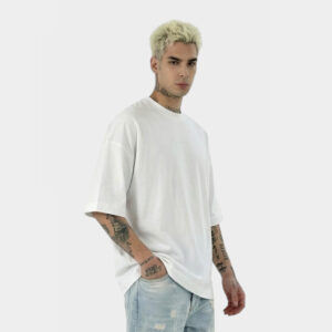 T-shirt Oversize Με Ψηλο Λαιμο Λευκο